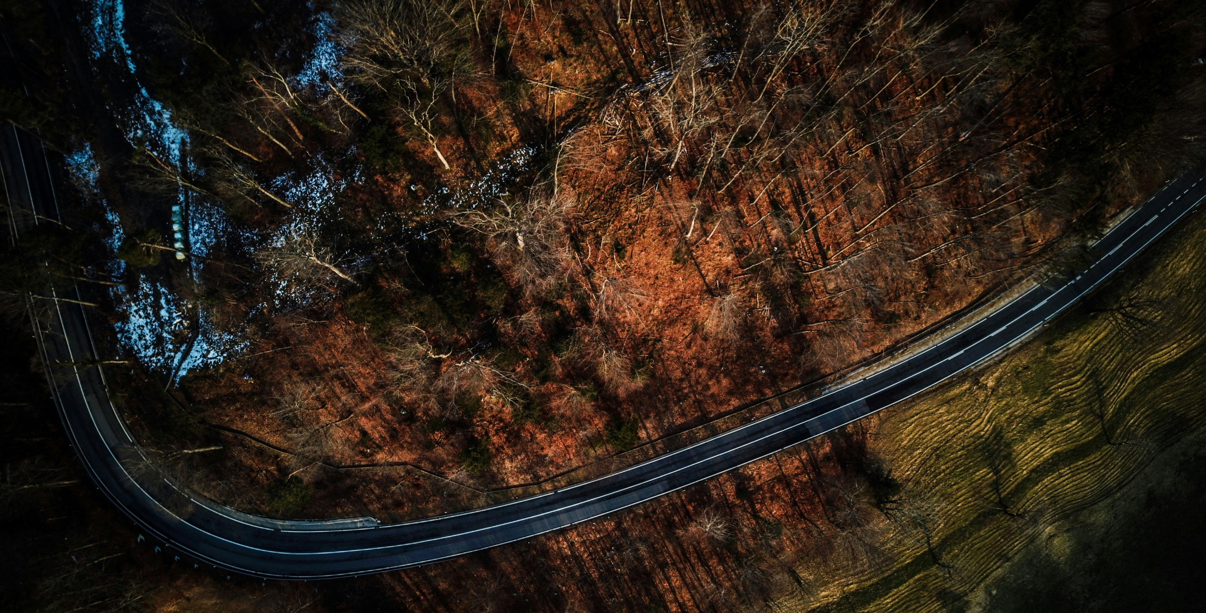 aerial view of mountain pass